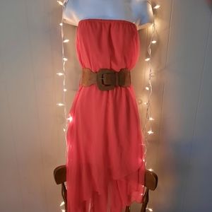 Strapless High-low Coral Dress